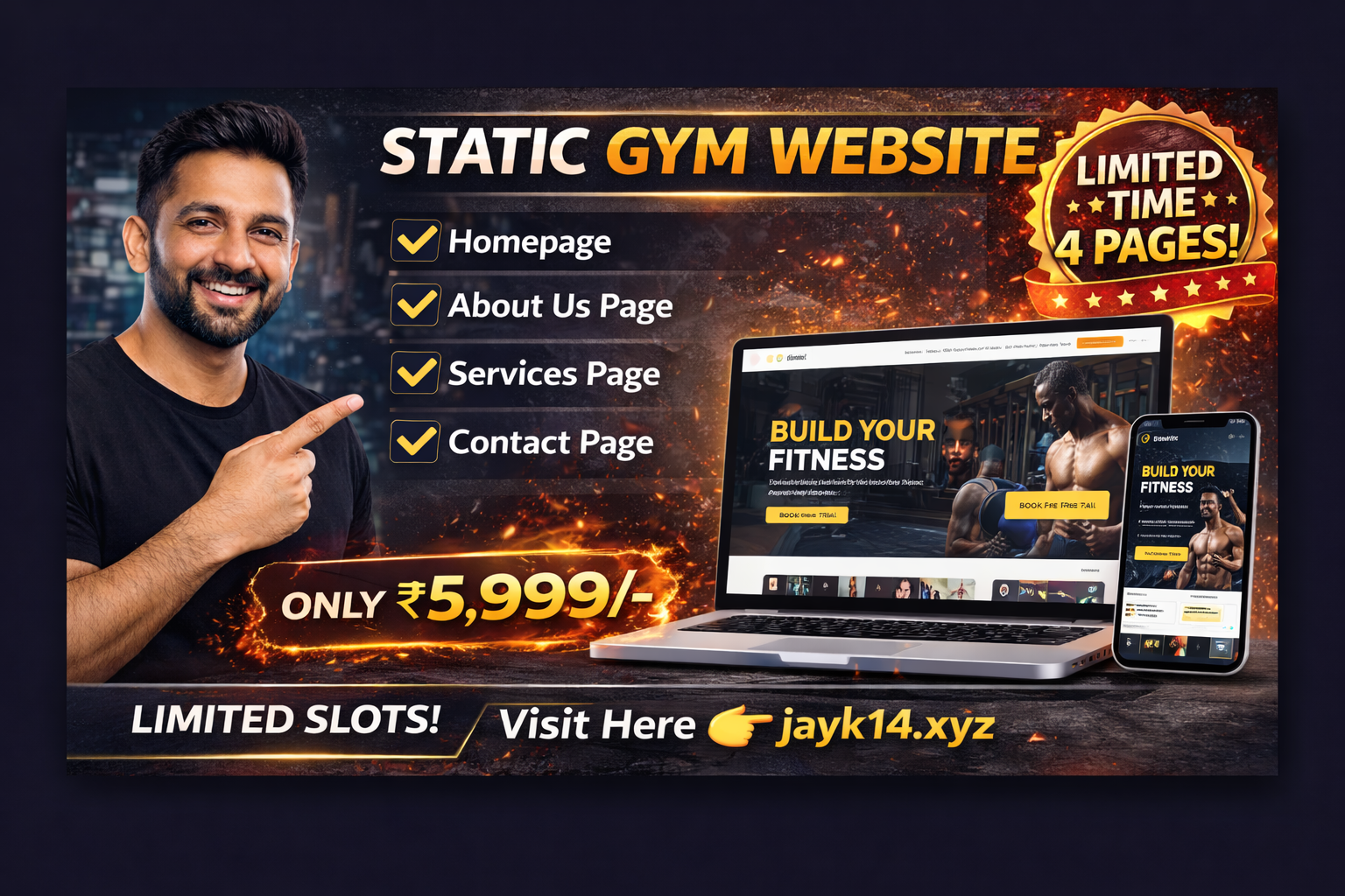 Static Gym Website + Limited Time Offer (4 Pages)